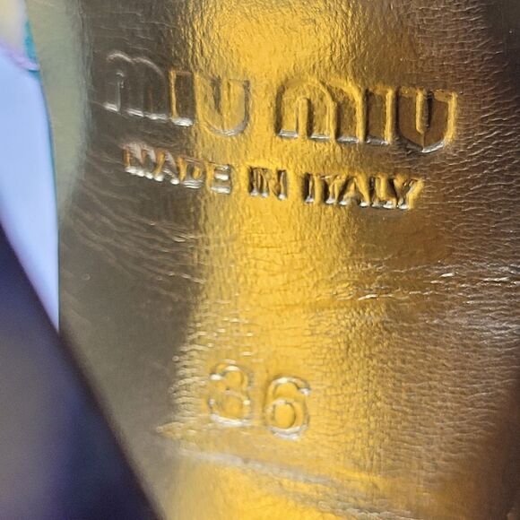 Miu Miu Multi-Color Patent Leather Platform Ankle Strap Sandals - Picture 8 of 9